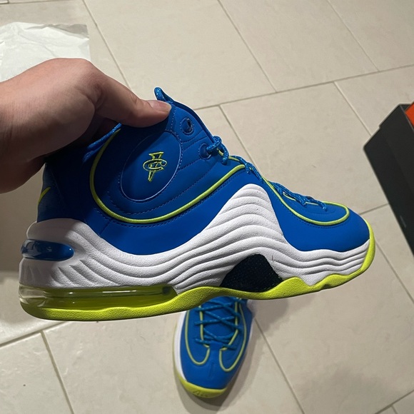 2012 NIKE AIR MAX PENNY II 2 LE SOAR ROYAL BLUE CYBER NEON GREEN SPRITES SZ 9 - Picture 3 of 7